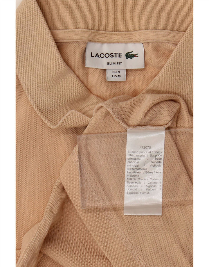 Tricou polo pentru bărbați Lacoste Slim Fit Mărimea 4 Bumbac Bej Mediu