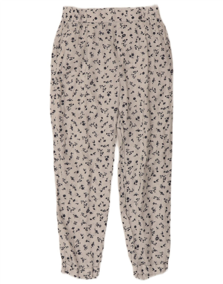 Pantaloni tăiați conici pentru femei BENETTON L26 L23 in alb floral