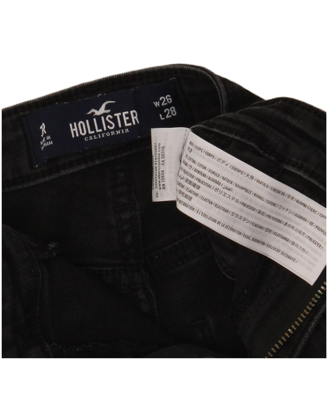 Blugi skinny cu talie înaltă pentru femei HOLLISTER W26 L28 bumbac negru