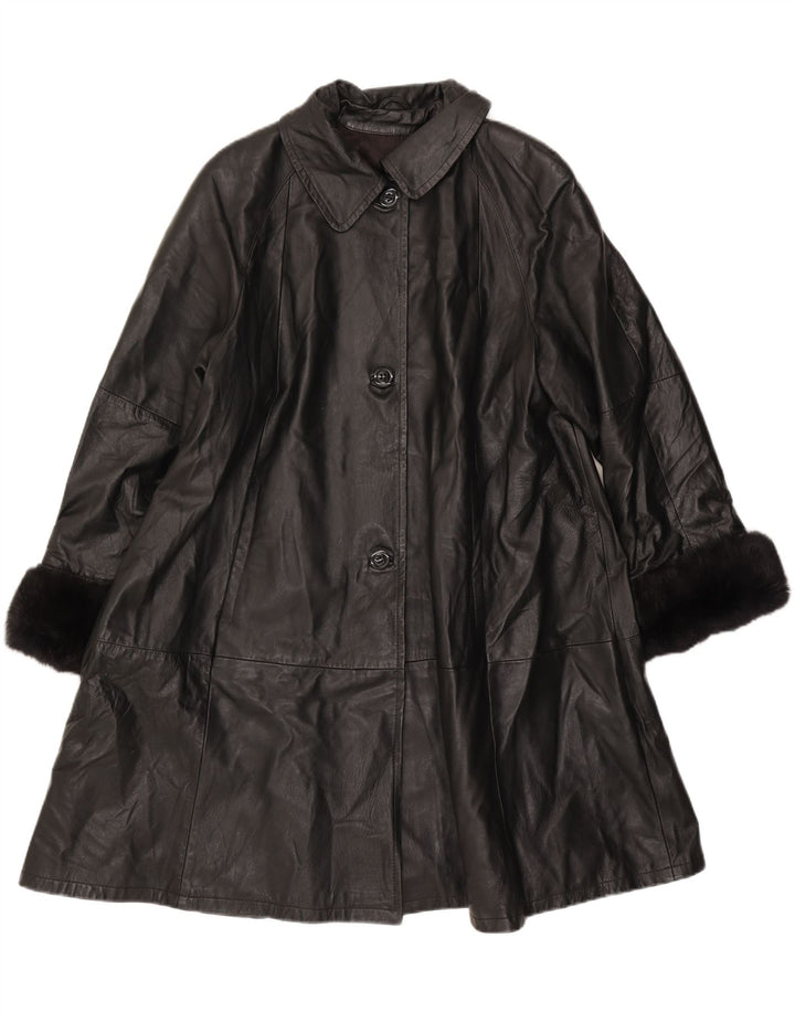 Palton din piele vintage pentru femei IT 46 mare negru