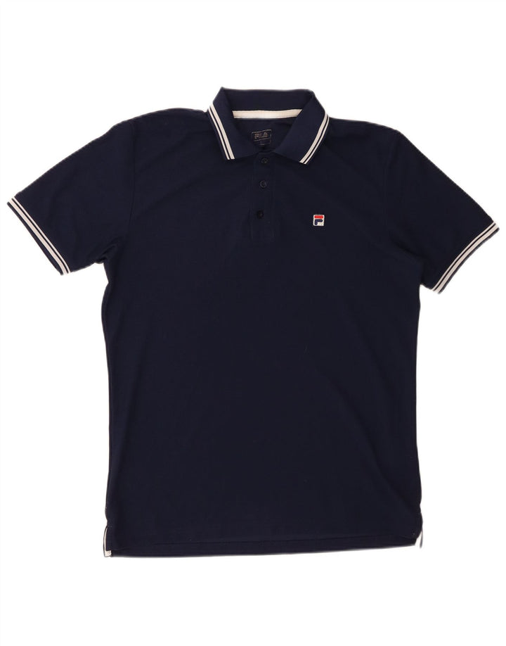 FILA Mens Polo Shirt Large Navy Blue Polyester