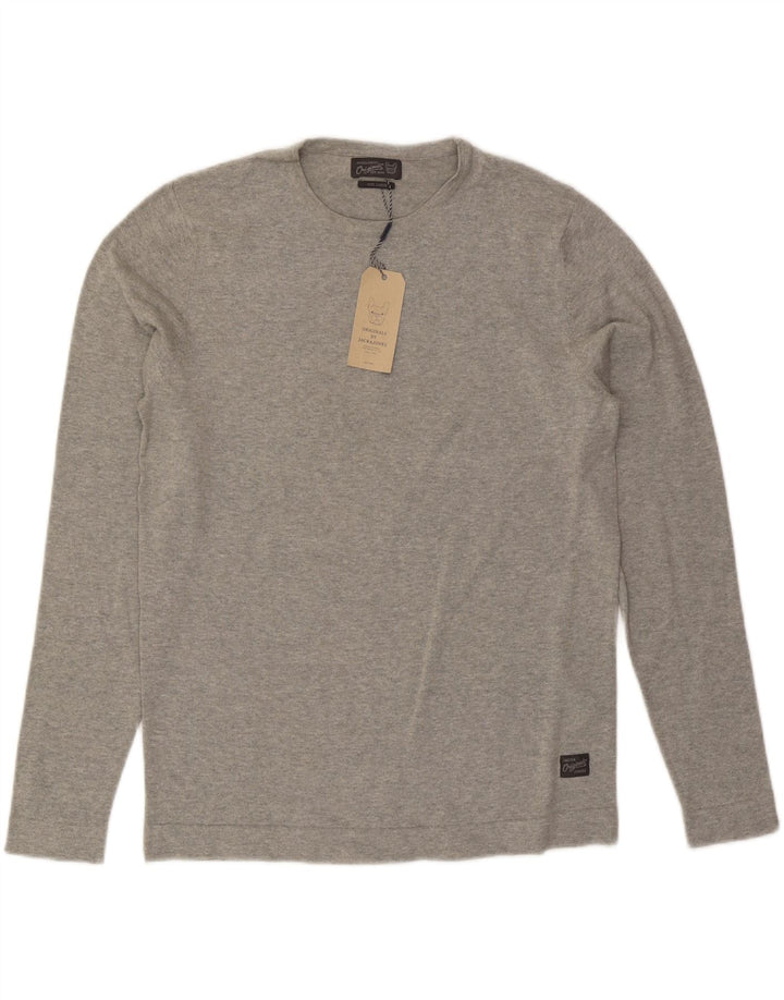 JACK & JONES Mens Crew Neck Jumper Sweater Large Grey Viscose Vintage Jack & Jones and Second-Hand Jack & Jones from Messina Hembry 