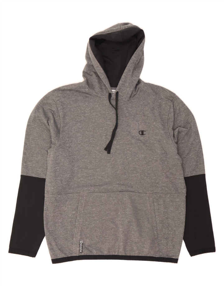 CHAMPION Mens Hoodie Jumper Large Grey Colourblock Polyester Vintage Champion and Second-Hand Champion from Messina Hembry 