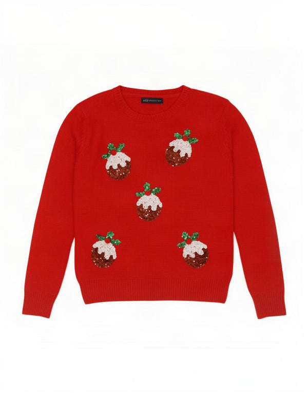 Pulover pentru femei Marks & Spencer cu decolteu rotund UK 10 Small Red Christmas
