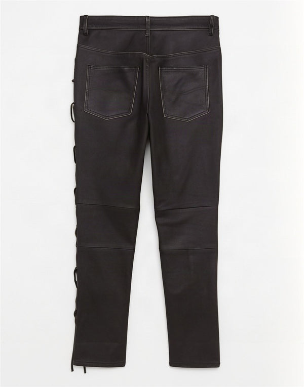 Pantaloni drepți din piele vintage pentru femei EU 38 Medium W30 L28 Negru