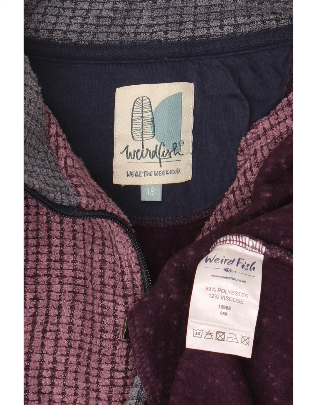 Pulover pentru femei Weird Fish cu fermoar și gât UK 18 XL Poliester violet