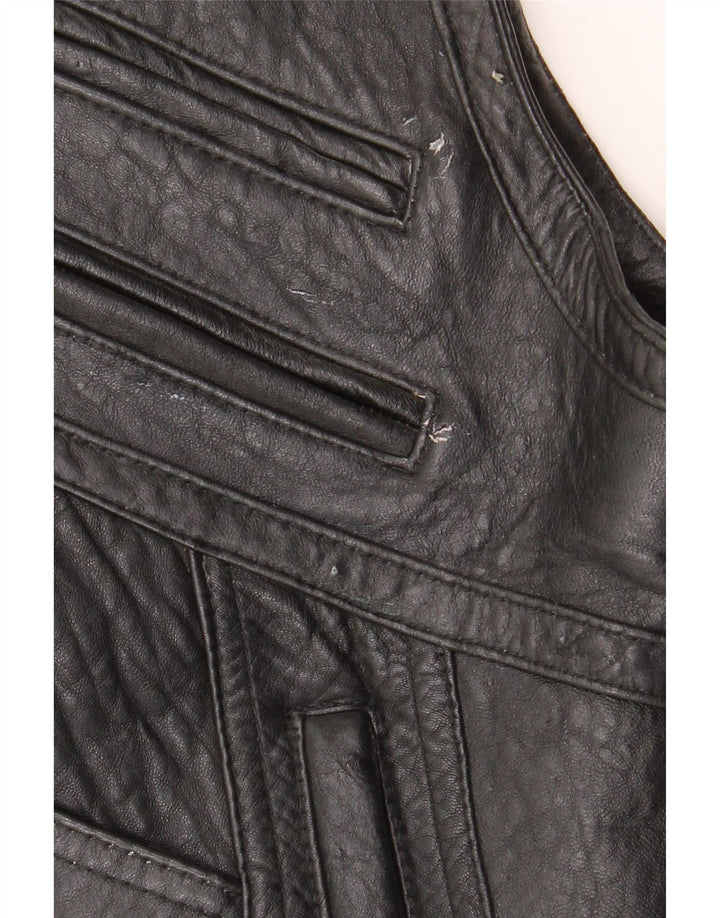 Gilet din piele vintage pentru bărbați EU 52 XL din piele neagră