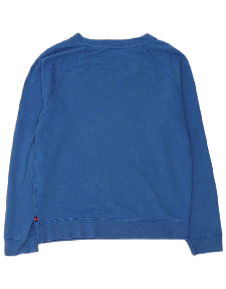 LEVI'S Womens Crop Graphic Sweatshirt Jumper UK 10 Small Blue Cotton