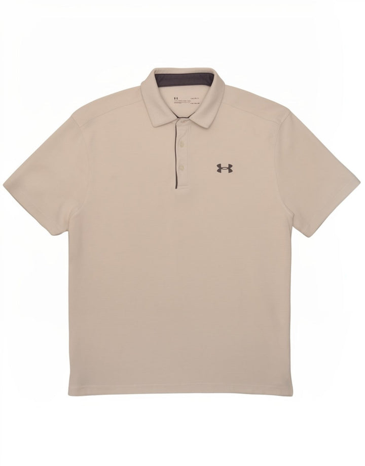 Tricou polo Under Armour pentru bărbați, mare, alb, poliester sport
