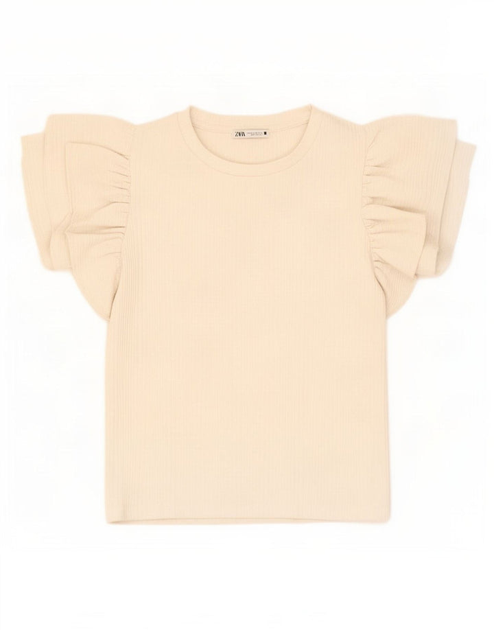Bluză Crop Top Femei Zara UK 12 Poliester alb mediu mediu
