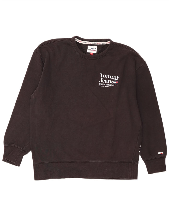 Hanorac grafic pentru bărbați Tommy Hilfiger Pulover mic, negru, bumbac