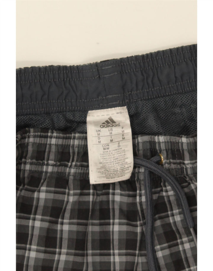 Pantaloni scurți de înot Adidas pentru bărbați, poliester cu carouri, gri mediu