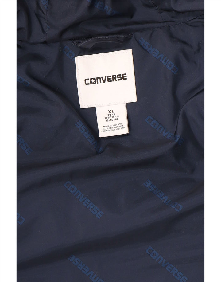 Jachetă căptușită cu glugă Converse pentru băieți 13-14 ani XL bleumarin