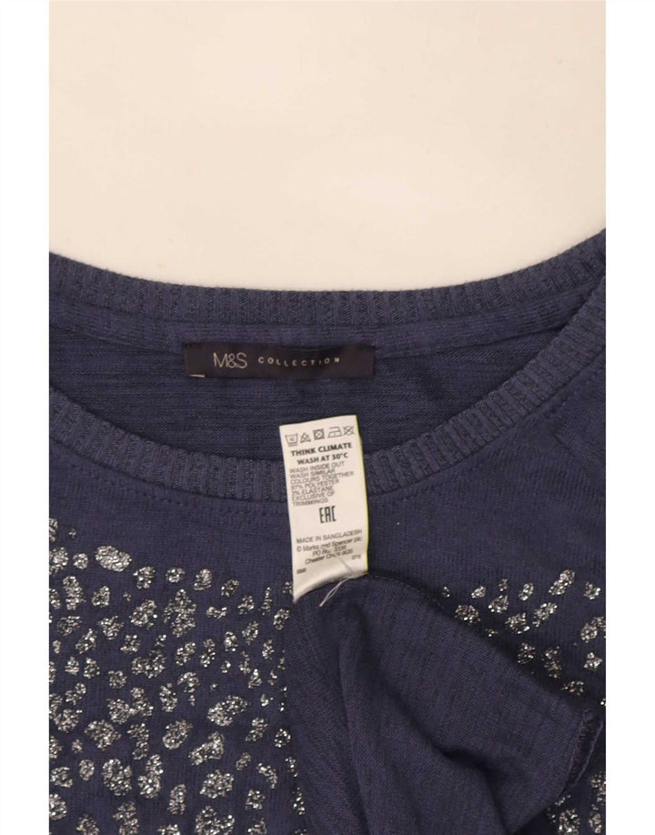 Top cu tunică cu mânecă lungă pentru femei Marks & Spencer UK 16 Poliester albastru mare