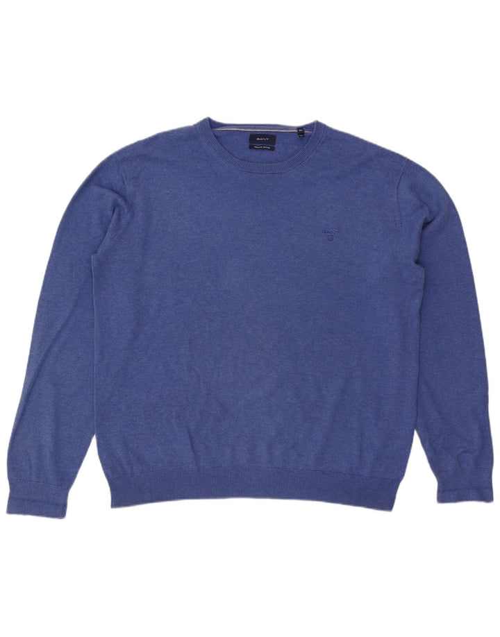 Pulover Gant pentru bărbați, cu gât crew, 2XL, bumbac albastru