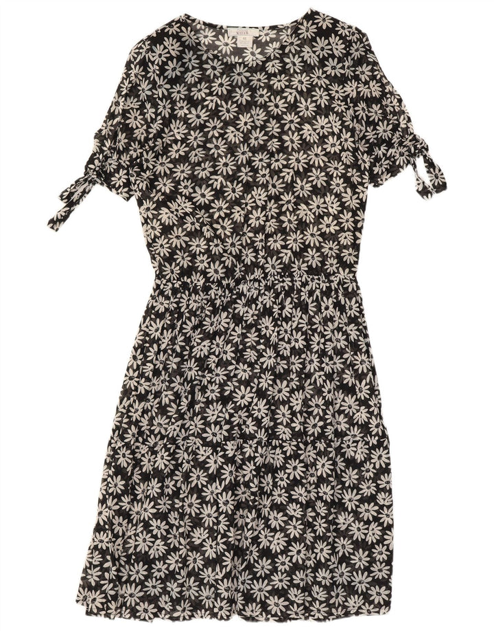 DONNA MIZAR Rochie Maxi Femei IT 44 Medium Negru Floral Bumbac
