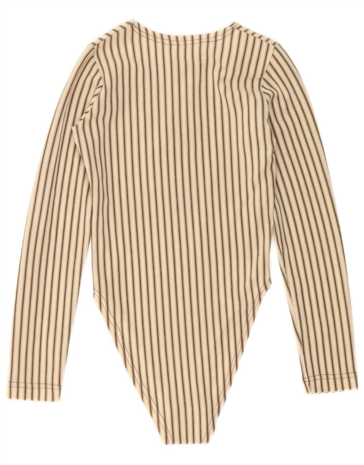 Body vintage pentru femei UK 8 mic bej cu dungi