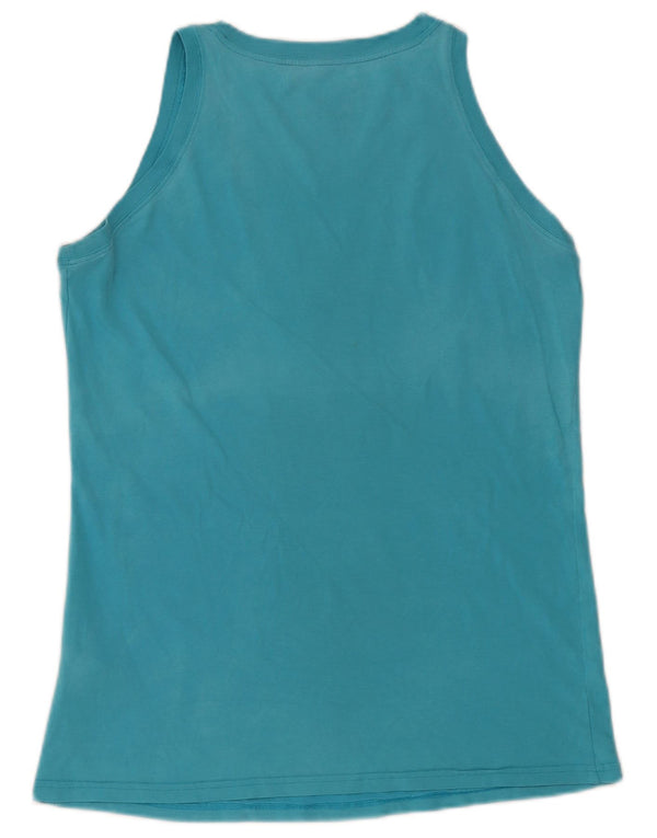 Nike Womens Dri Fit Graphic Vest Top UK 16/18 Large Blue Cotton