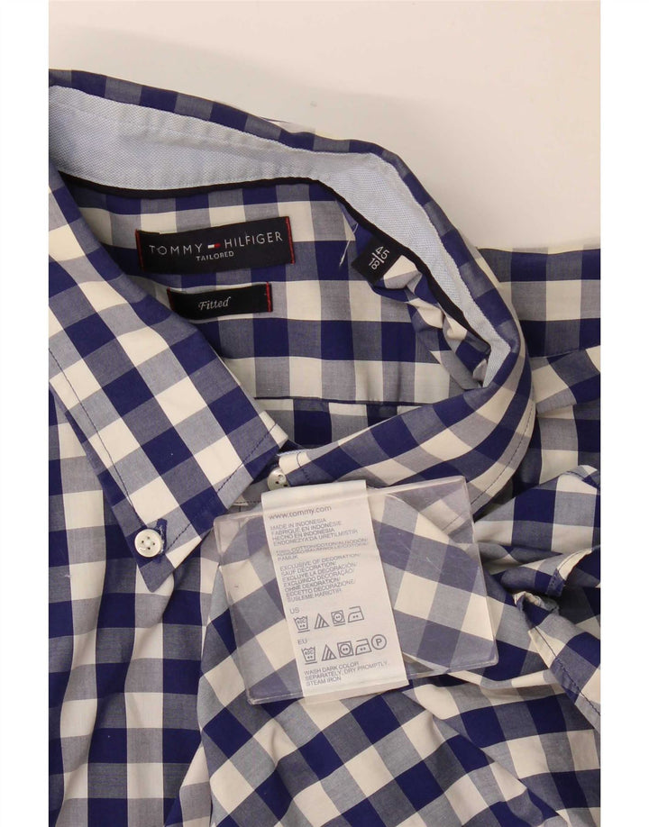 Cămașă pentru bărbați Tommy Hilfiger Mărimea 45 18 2XL Vichy albastru bleumarin