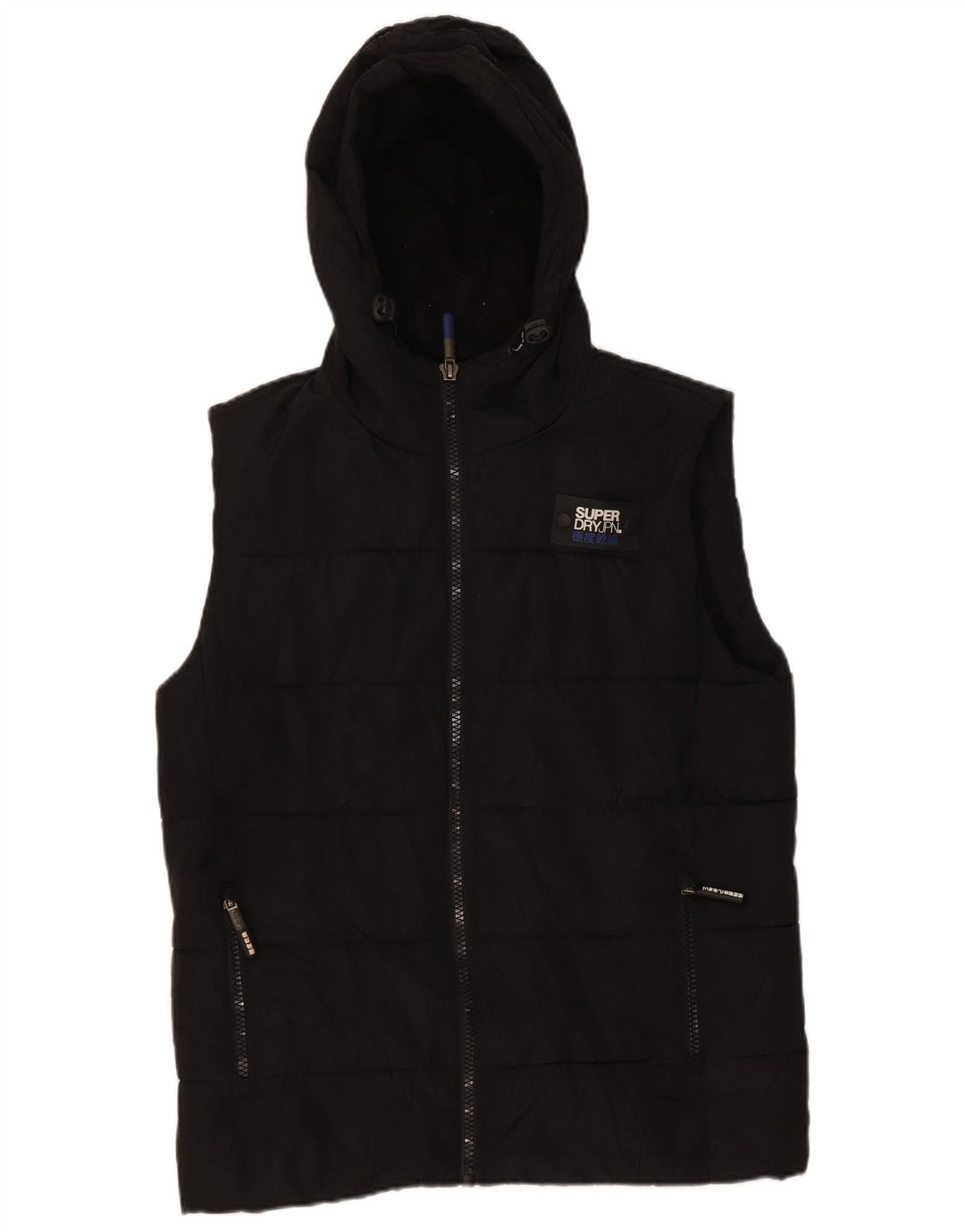 Gilet căptușit cu glugă Superdry pentru bărbați UK 38 Poliester mediu negru