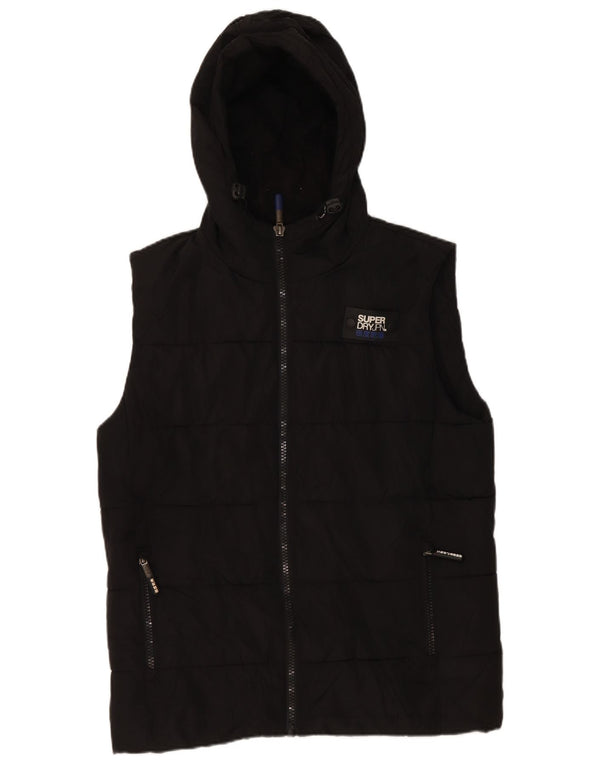 Gilet căptușit cu glugă Superdry pentru bărbați UK 38 Poliester mediu negru