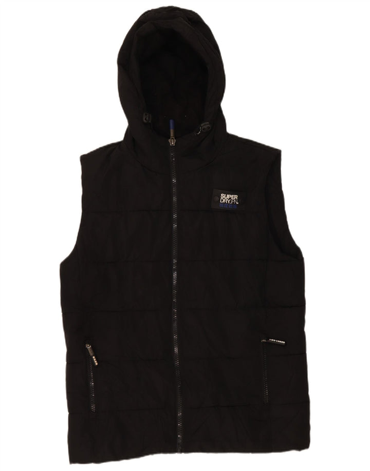 Gilet căptușit cu glugă Superdry pentru bărbați UK 38 Poliester mediu negru