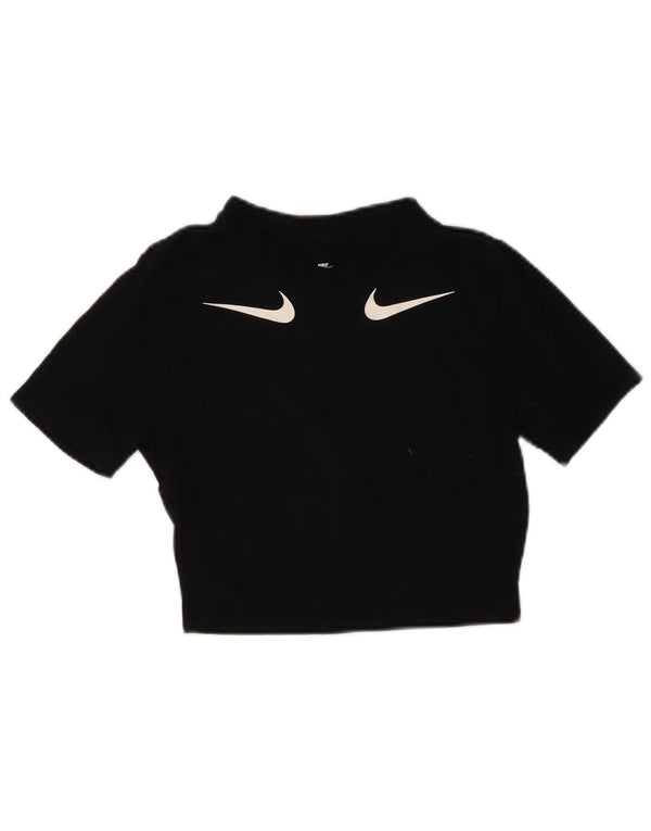 Tricou grafic Nike Crop Slim Fit pentru femei Top UK 8 Small Black Modal