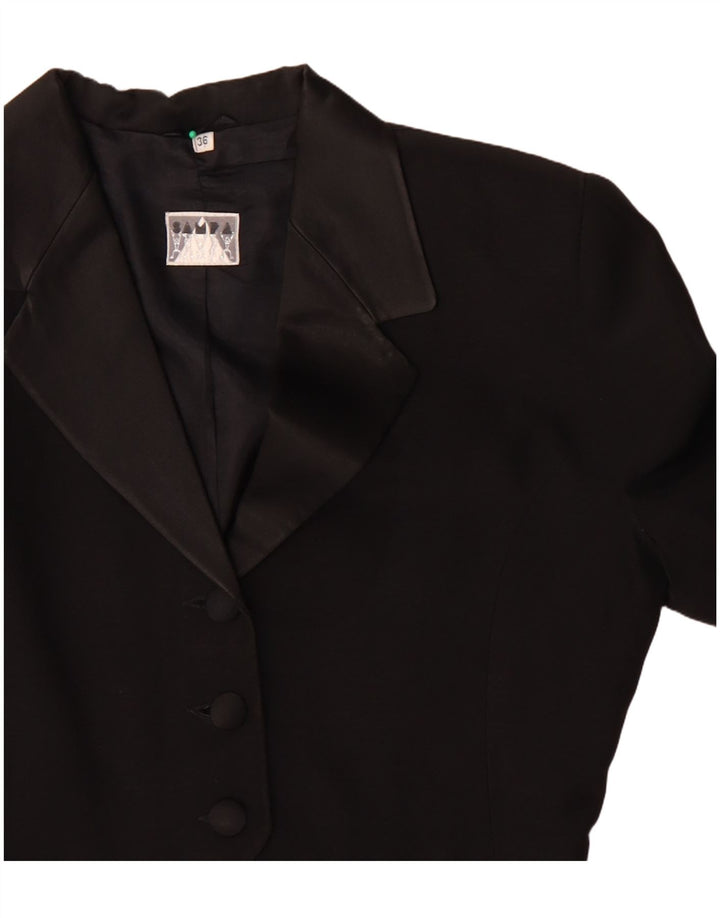 Jachetă vintage pentru femei asimetrică cu 3 nasturi EU 36 Acetat negru mic