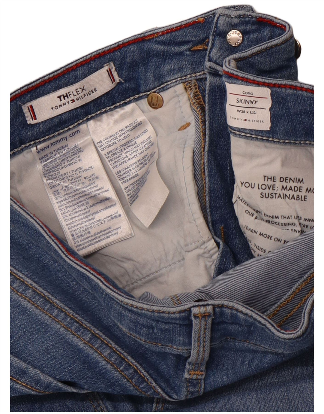 Jeans skinny TOMMY HILFIGER pentru femei, L28 L27, bumbac albastru