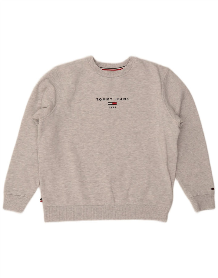TOMMY HILFIGER Pulover cu grafic pentru femei UK 14 Medium Gri Pete