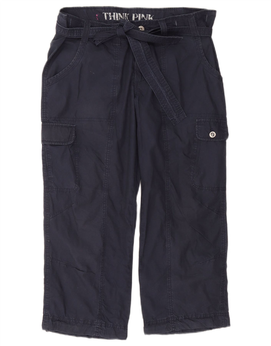 Think Pink Pantaloni capri drepti pentru femei, mari W32 L22 bleumarin