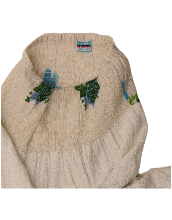 Fusta Maxi pentru femei SIYA W30, bumbac floral alb mediu