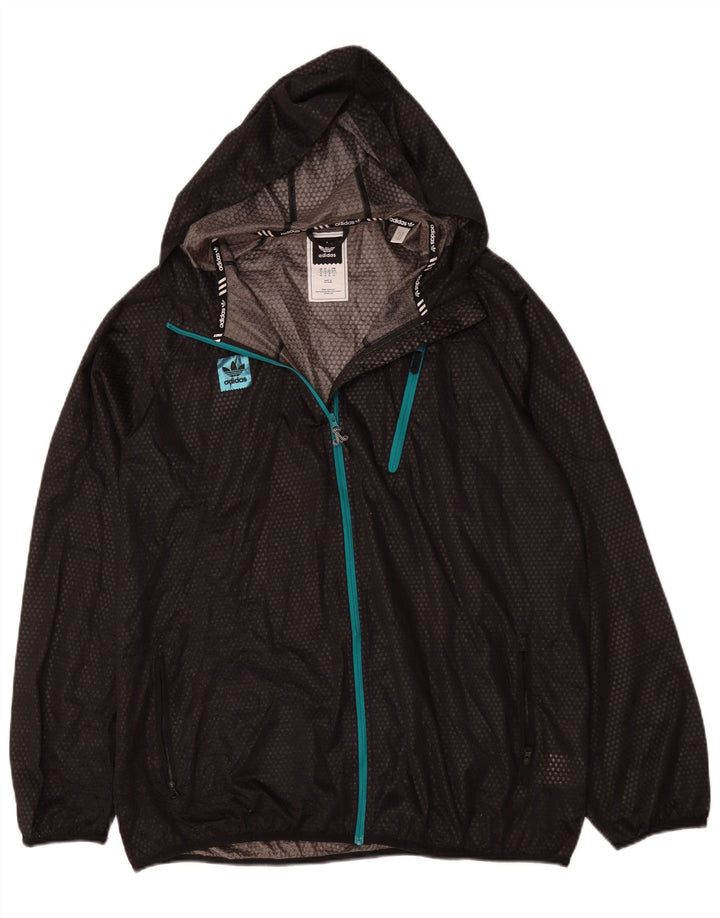 Jachetă de ploaie cu glugă pentru bărbați Adidas UK 42 XL poliester negru