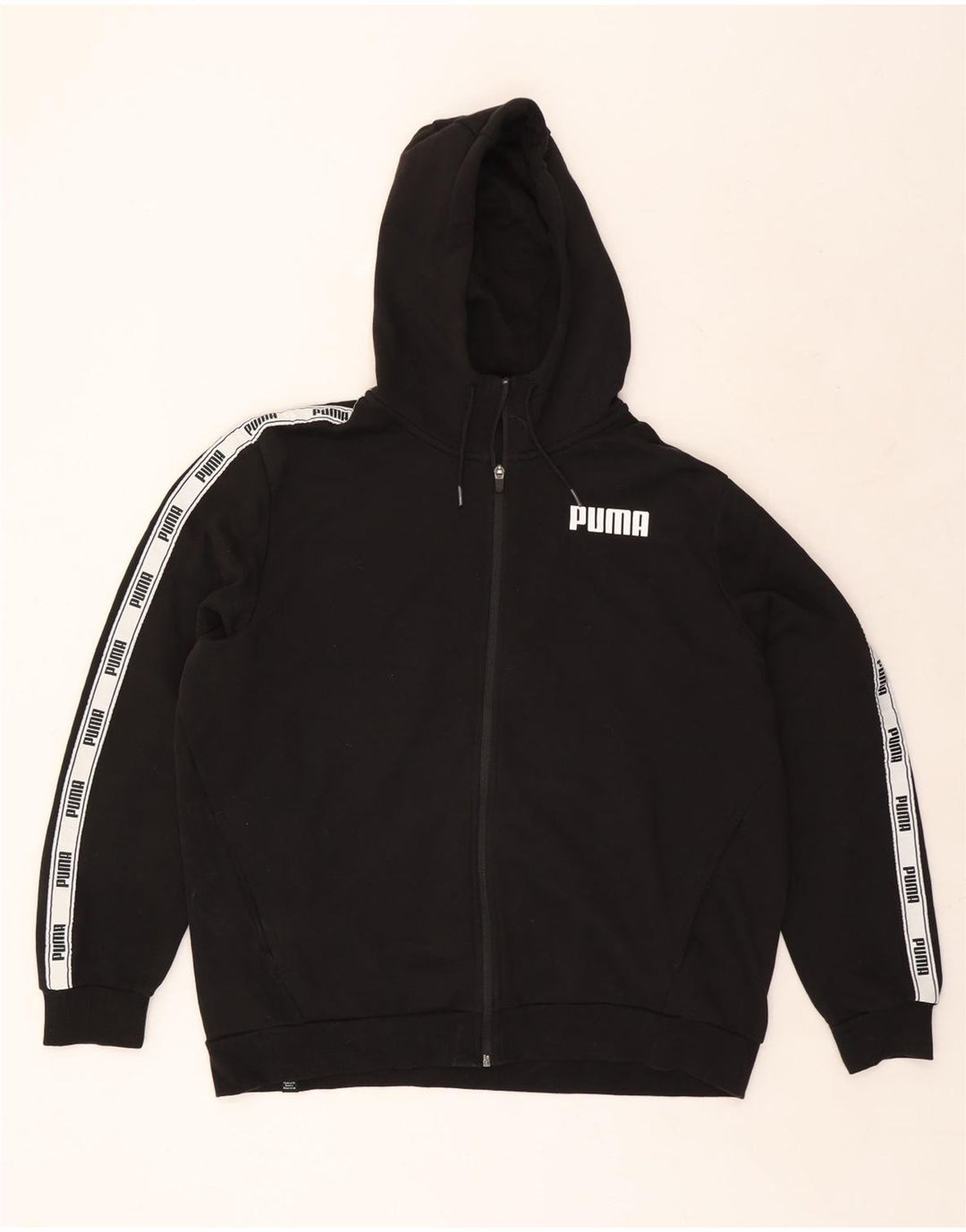Pulover cu capota cu fermoar grafic PUMA pentru bărbați XL, bumbac color bloc negru