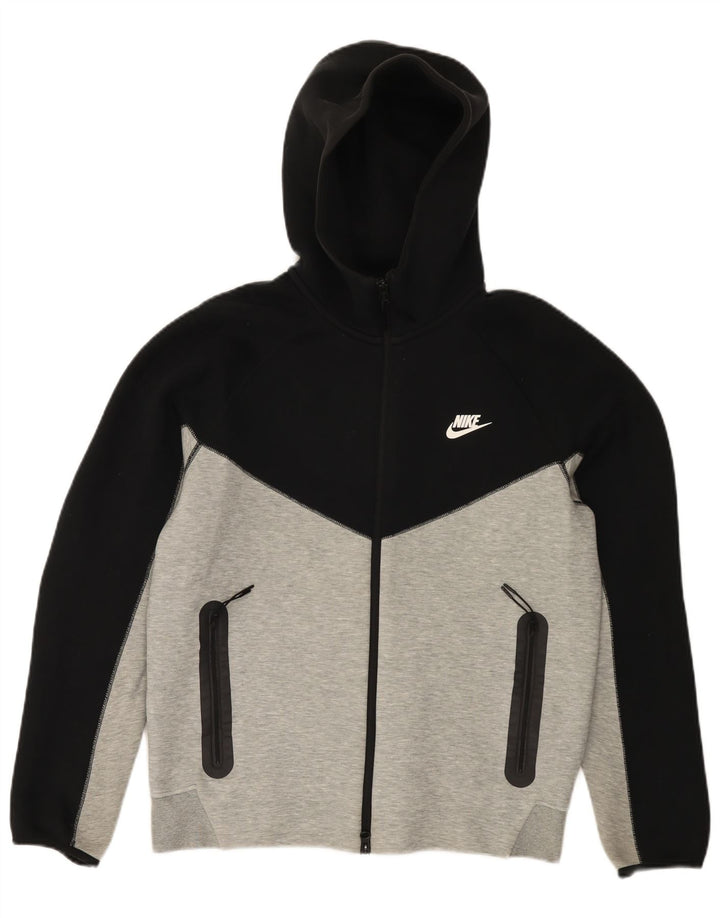 Pulover Nike pentru bărbați, cu fermoar, din bumbac color bloc, gri mediu