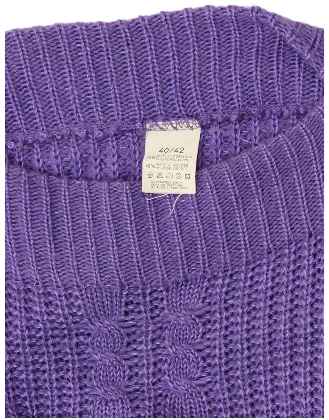 Pulover VINTAGE pentru femei cu gât de barcă EU 40/42 Violet mediu acrilic