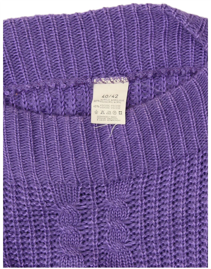 Pulover VINTAGE pentru femei cu gât de barcă EU 40/42 Violet mediu acrilic