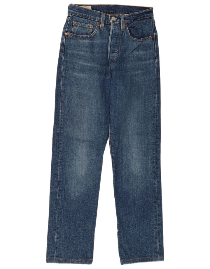Blugi drepti pentru femei LEVI'S 501 W24 L30 bumbac albastru