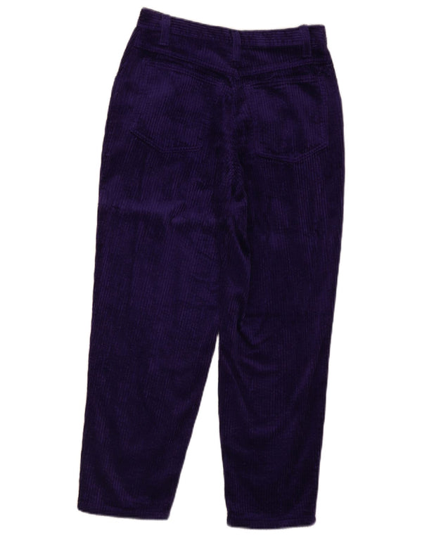 Benetton Pantaloni conici pentru femei cu talie înaltă din velur L26 L25 bumbac violet