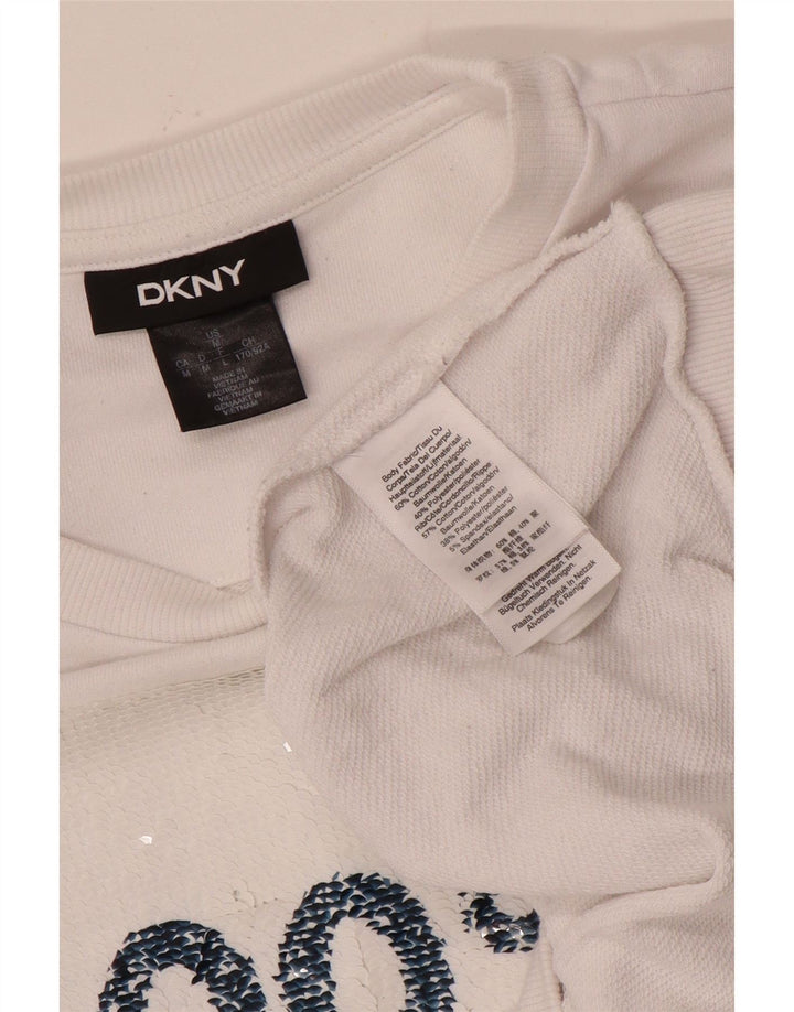 Dkny Pulover cu grafic pentru femei UK 14 Bumbac alb mediu