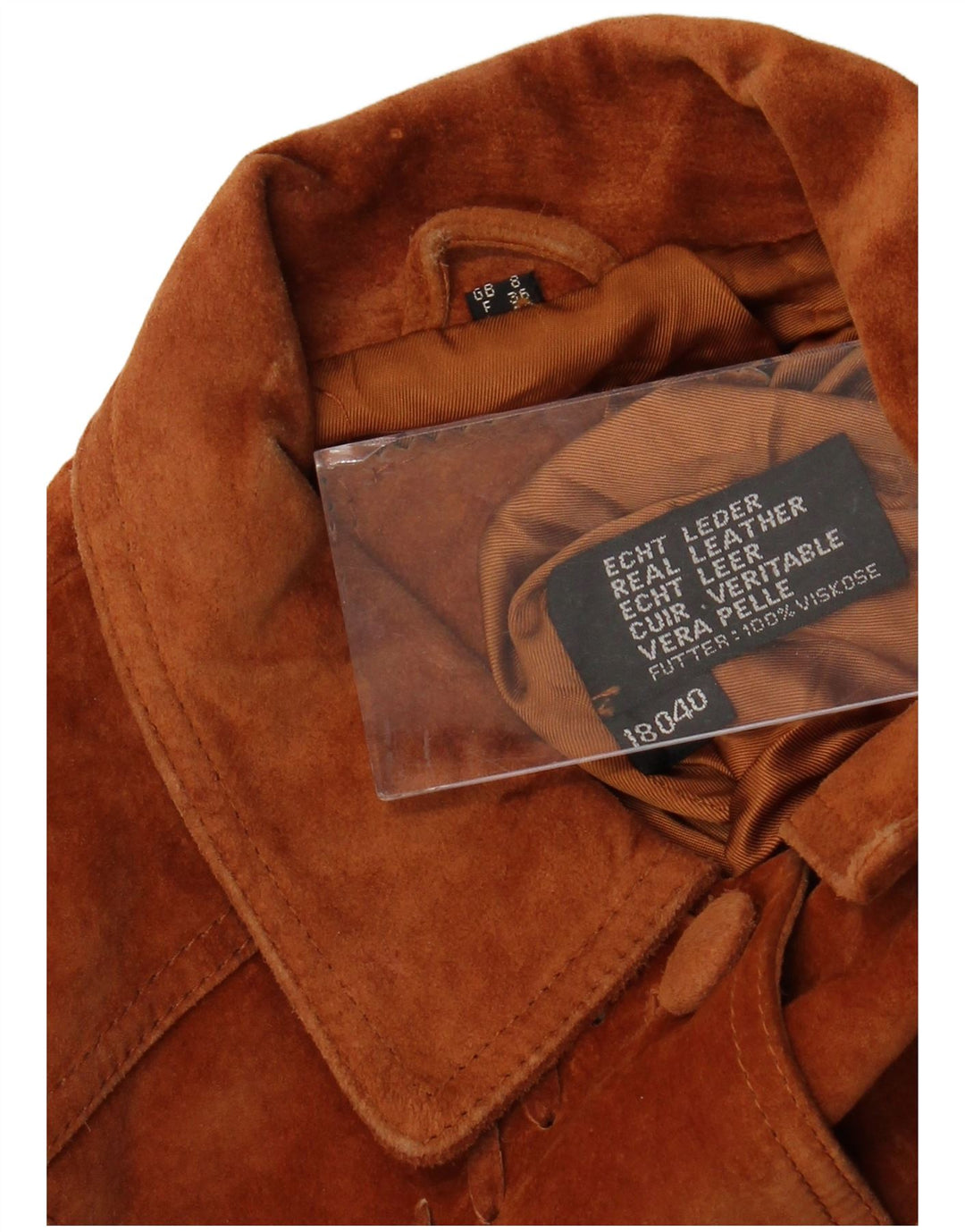 Jachetă supradimensionată de piele intoarsa pentru femei VINTAGE UK 8 Mica maro din piele