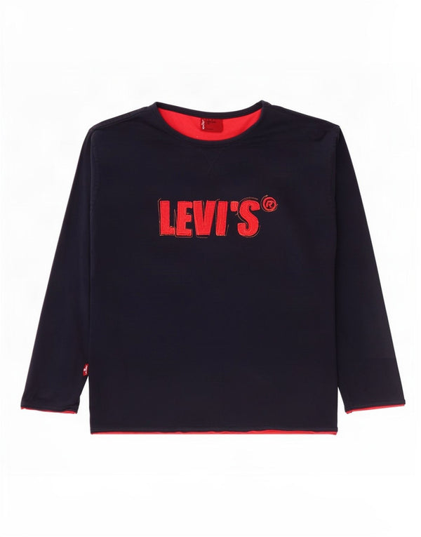 Top cu grafică Levi's pentru băieți, cu mânecă lungă, 9-10 ani, bleumarin