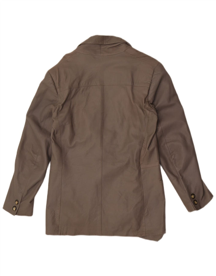 Jachetă vintage din piele cu 1 nasture pentru femei IT 48 XL gri
