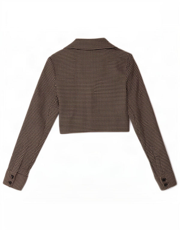 Bluză Cămașă Crop pentru Damă Zara UK 6 XS Maro Poliester cu picioare de găină