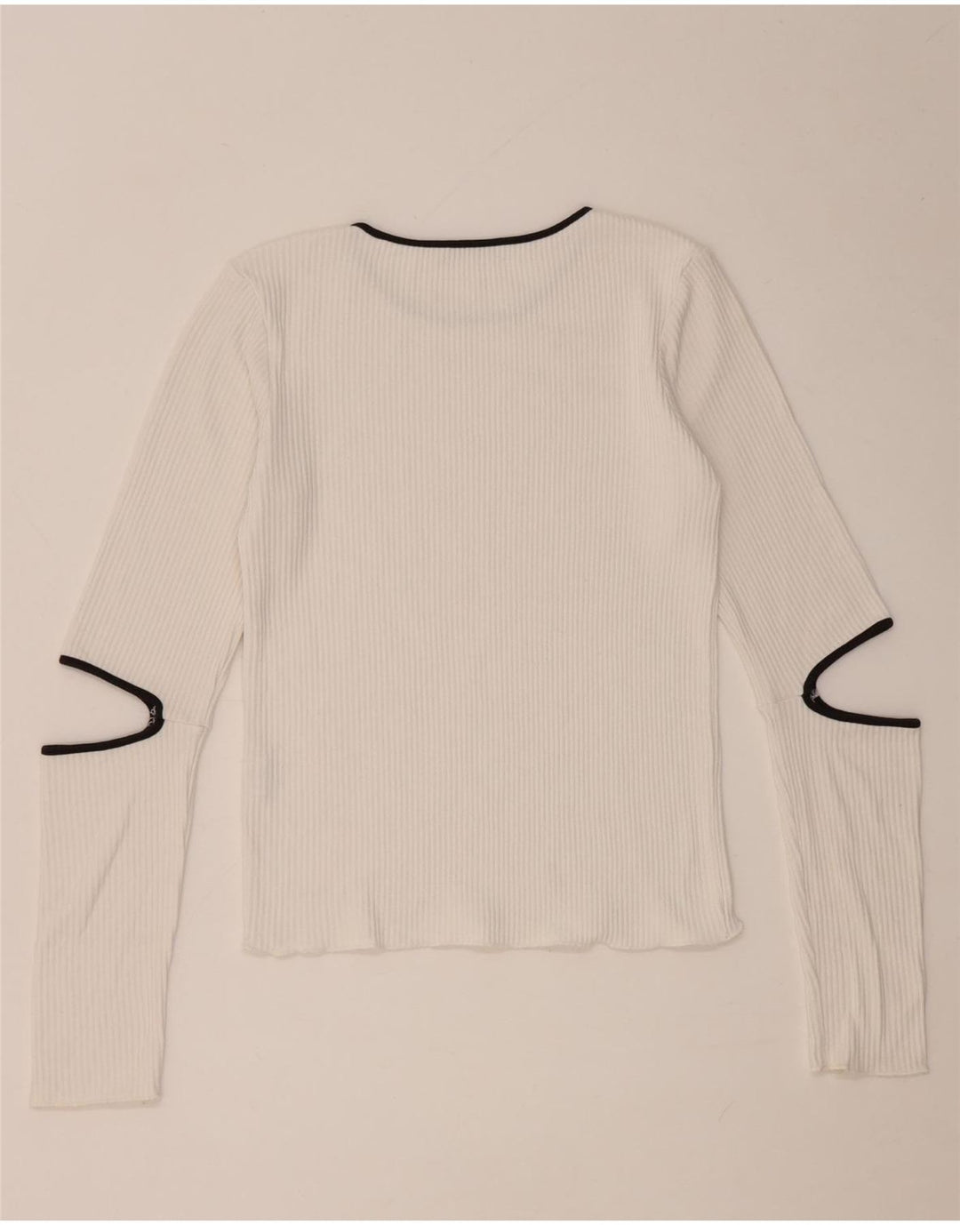 Top femei Zara cu mânecă lungă UK 12 Medium White Viscose