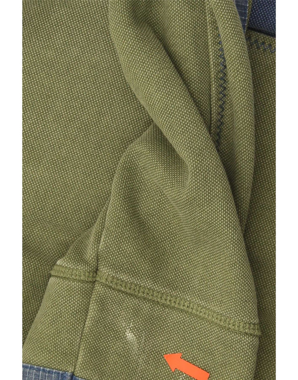 Pulover pentru bărbați Fat Face, cu fermoar și gât, bumbac color bloc verde 2XL
