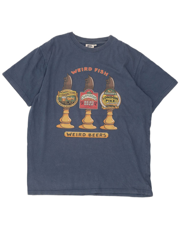 Tricou grafic pentru bărbați Weird Fish Top mare, albastru, bumbac