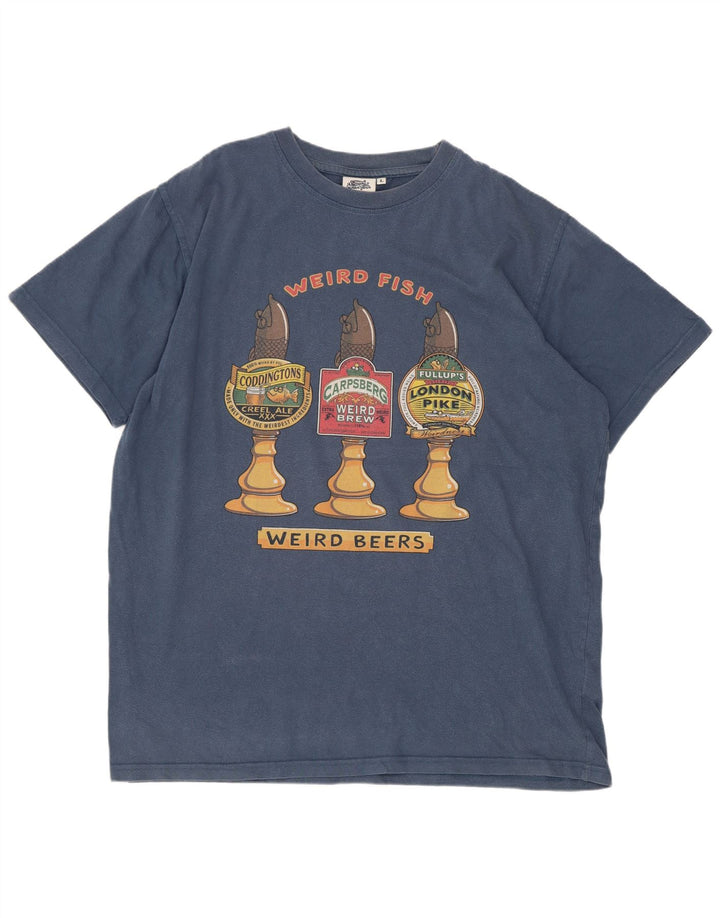 Tricou grafic pentru bărbați Weird Fish Top mare, albastru, bumbac