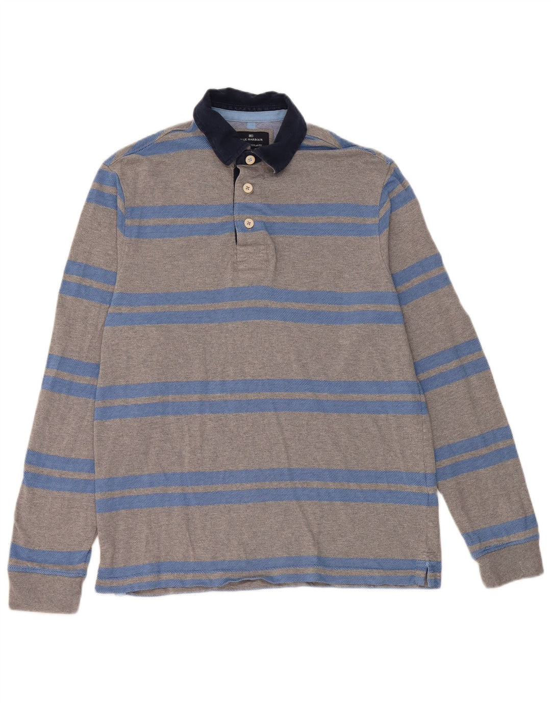 Tricou polo rugby cu mânecă lungă pentru bărbați Marks & Spencer, cu dungi mici, gri