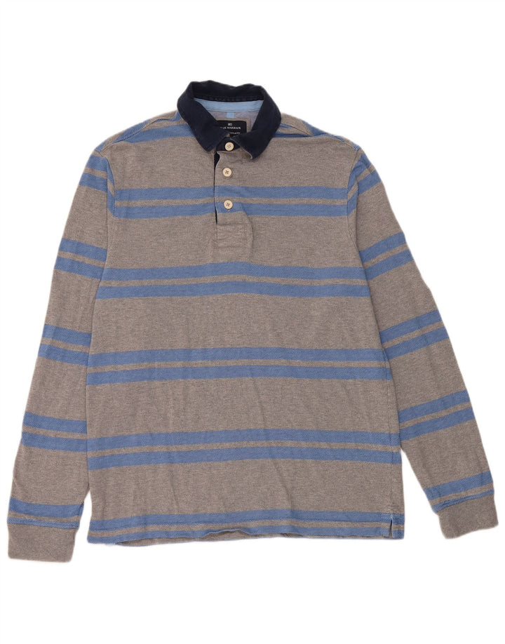 Tricou polo rugby cu mânecă lungă pentru bărbați Marks & Spencer, cu dungi mici, gri